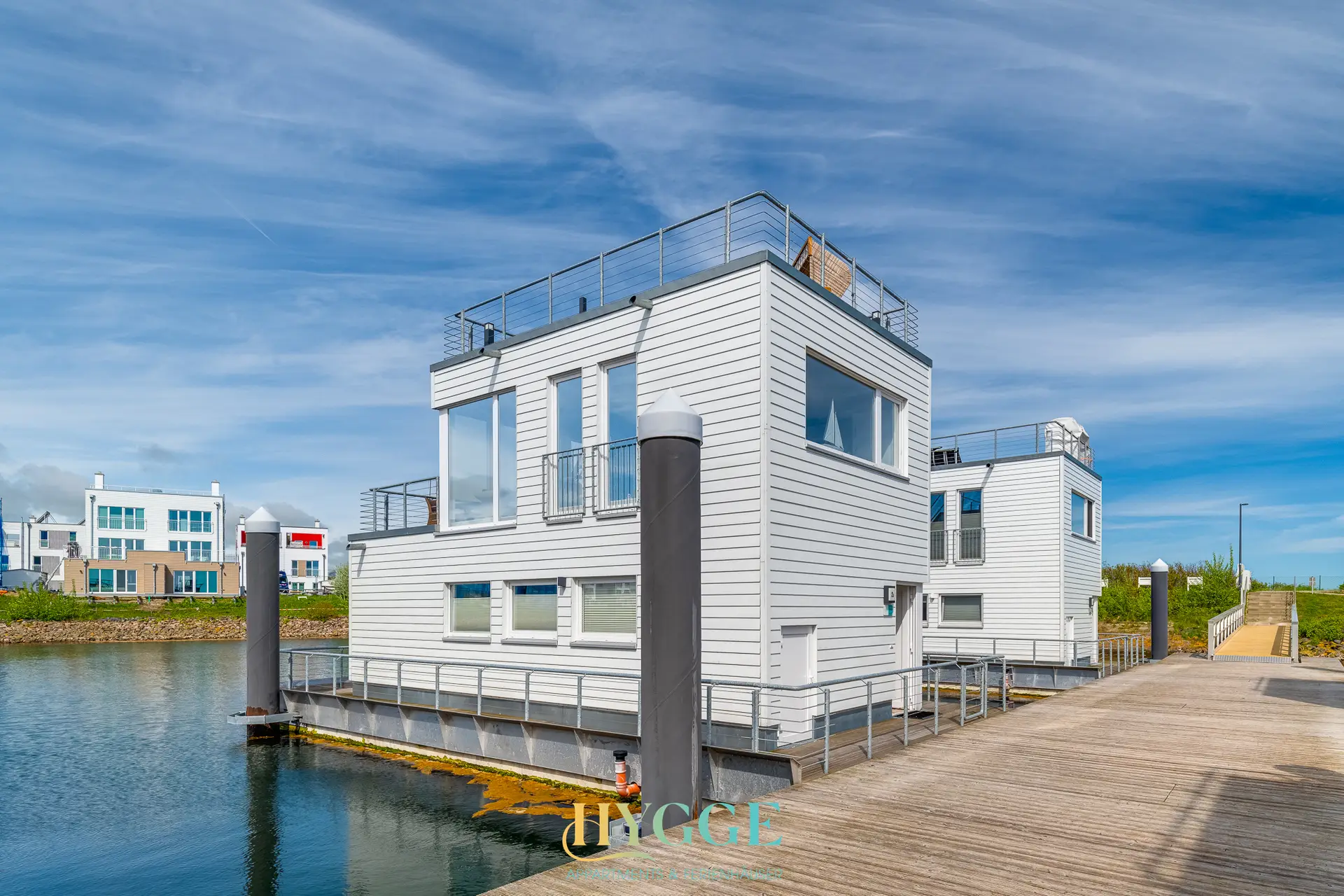 Luxuriöses Hausboot An Bord 2 in Olpenitz mit Blick auf die Ostsee und moderne Einrichtung